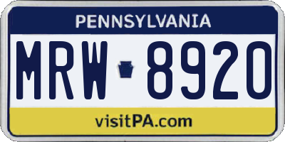 PA license plate MRW8920