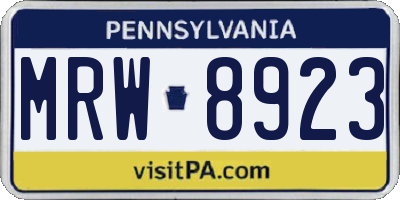 PA license plate MRW8923