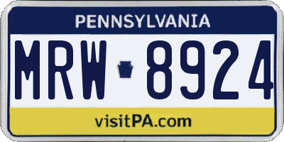 PA license plate MRW8924