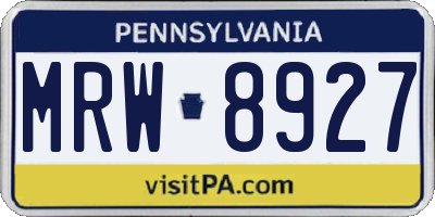 PA license plate MRW8927