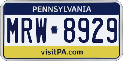 PA license plate MRW8929