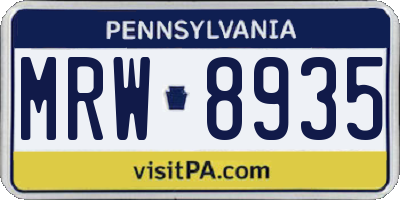 PA license plate MRW8935