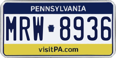 PA license plate MRW8936