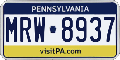 PA license plate MRW8937