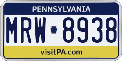 PA license plate MRW8938