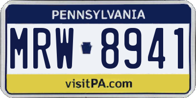 PA license plate MRW8941