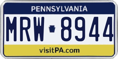 PA license plate MRW8944