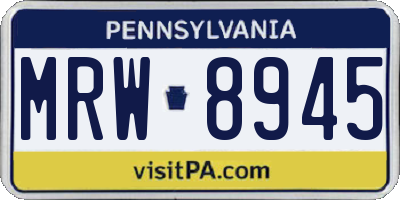 PA license plate MRW8945