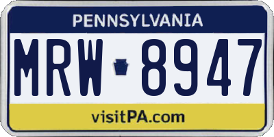 PA license plate MRW8947