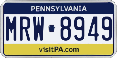 PA license plate MRW8949