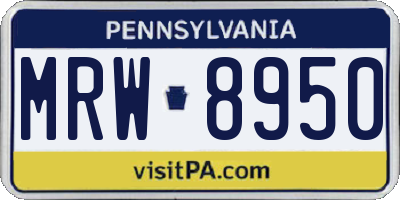 PA license plate MRW8950