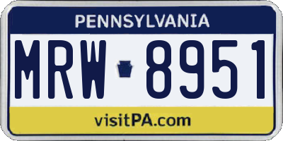PA license plate MRW8951