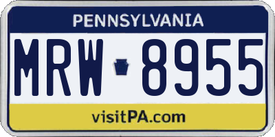 PA license plate MRW8955