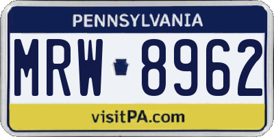 PA license plate MRW8962