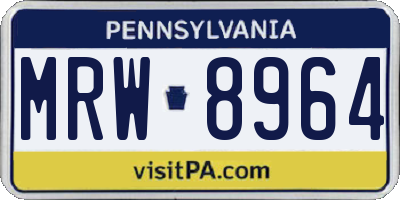 PA license plate MRW8964