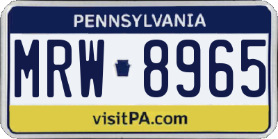 PA license plate MRW8965