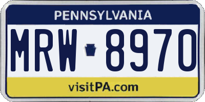 PA license plate MRW8970