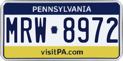 PA license plate MRW8972