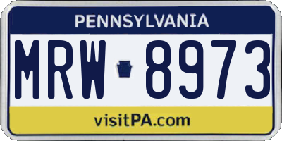 PA license plate MRW8973