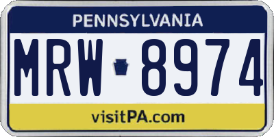 PA license plate MRW8974