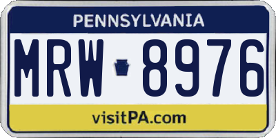 PA license plate MRW8976