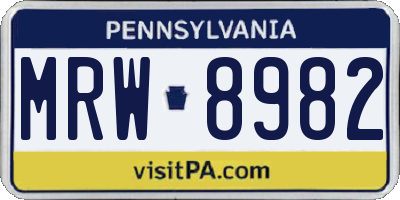 PA license plate MRW8982