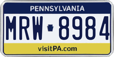 PA license plate MRW8984