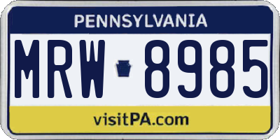 PA license plate MRW8985