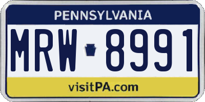 PA license plate MRW8991