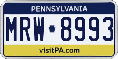 PA license plate MRW8993