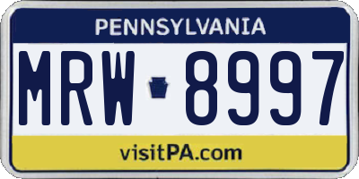 PA license plate MRW8997