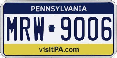 PA license plate MRW9006
