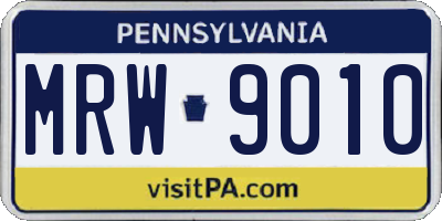PA license plate MRW9010