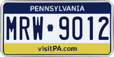 PA license plate MRW9012