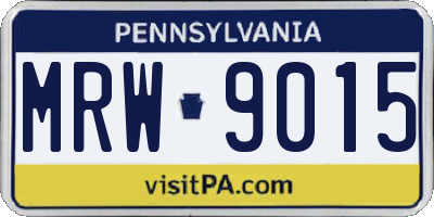 PA license plate MRW9015