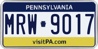 PA license plate MRW9017