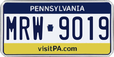 PA license plate MRW9019