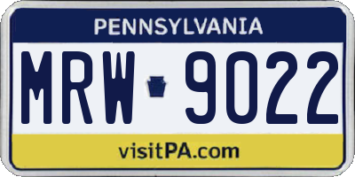 PA license plate MRW9022