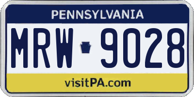 PA license plate MRW9028