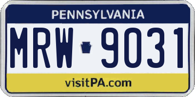 PA license plate MRW9031