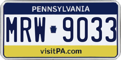 PA license plate MRW9033