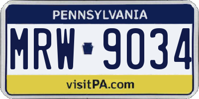 PA license plate MRW9034