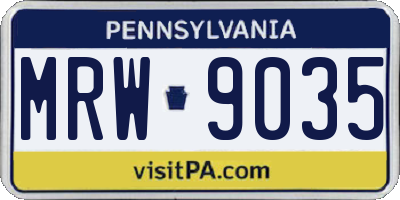 PA license plate MRW9035