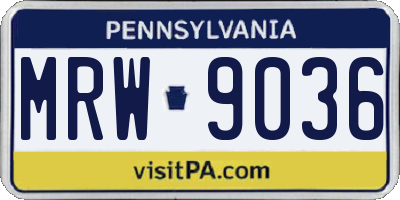 PA license plate MRW9036