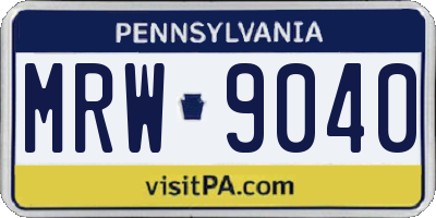 PA license plate MRW9040