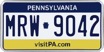 PA license plate MRW9042