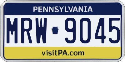 PA license plate MRW9045