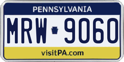 PA license plate MRW9060