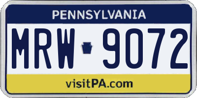 PA license plate MRW9072
