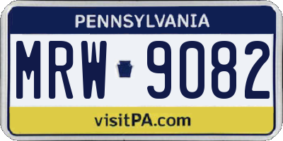 PA license plate MRW9082
